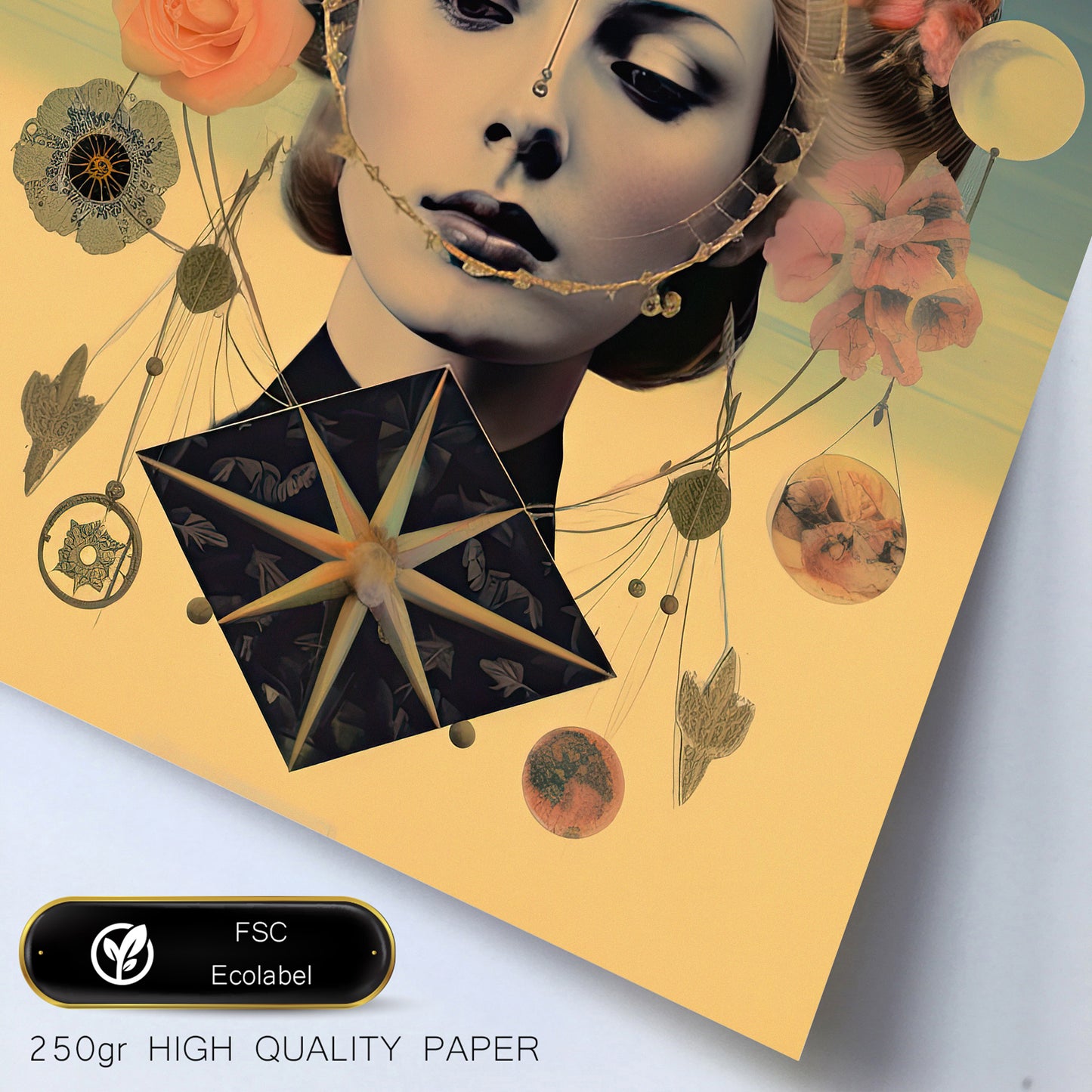 Collage surrealista estilo esoterico mistico floral