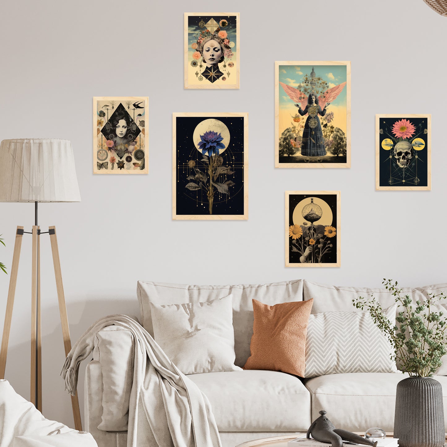 Collage surrealista estilo esoterico mistico floral
