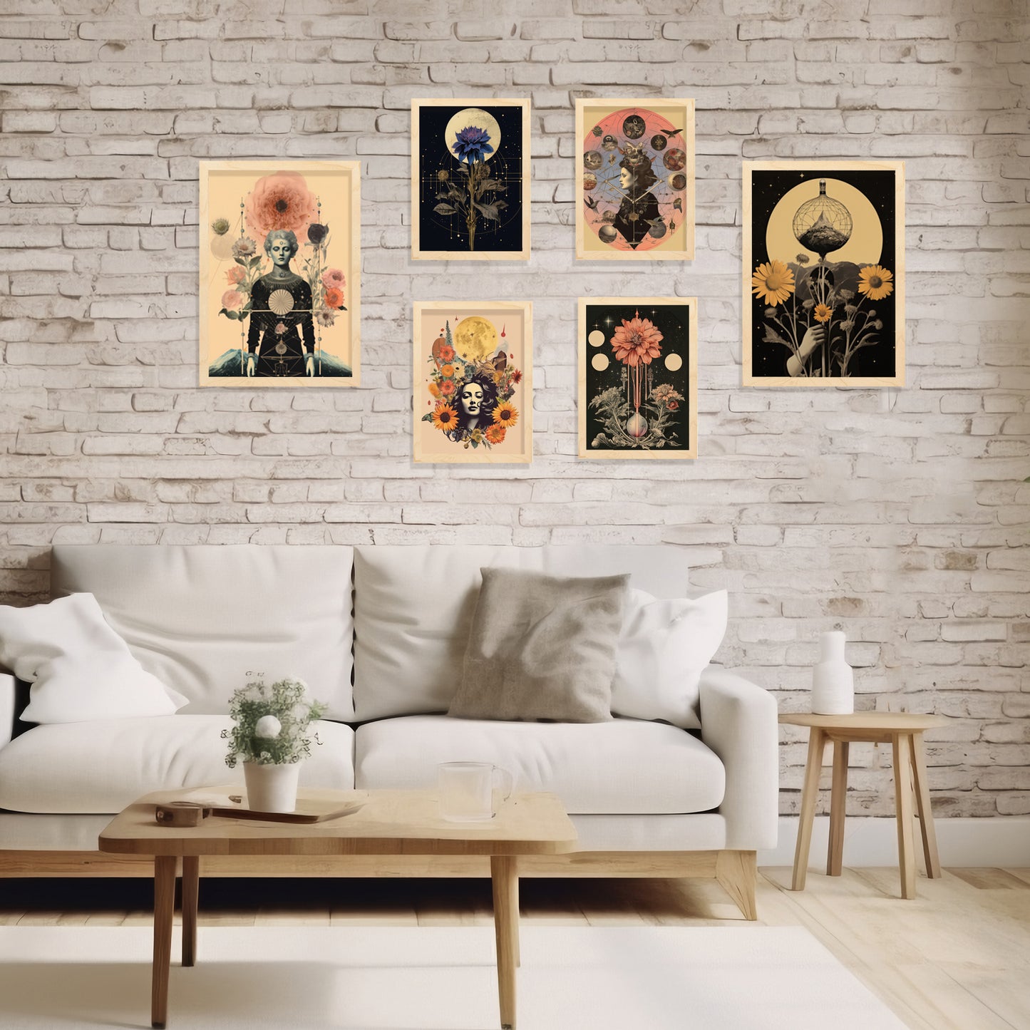 Collage surrealista estilo esoterico mistico tonos pastel
