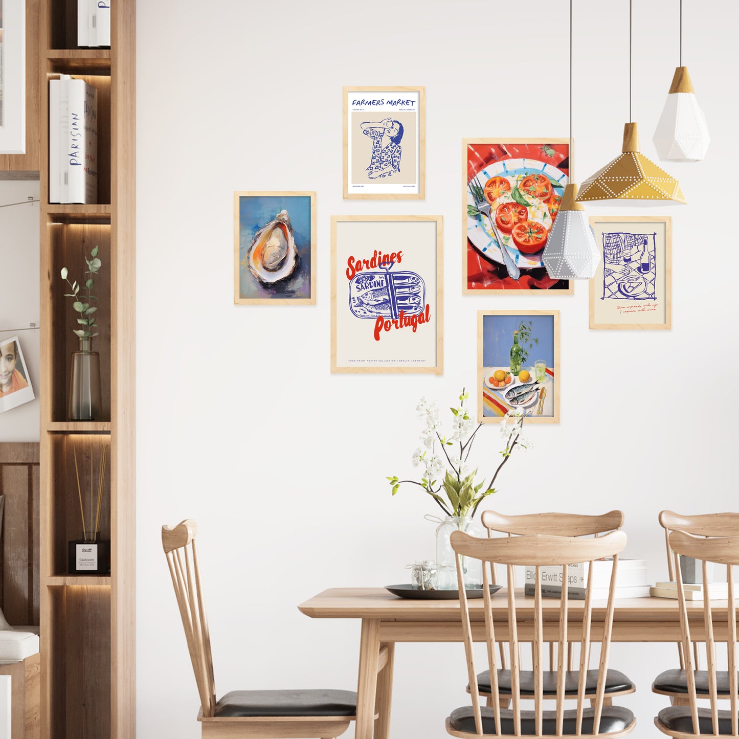 Ilustraciones de alimentos y comida estilo pop art dieta mediterranea