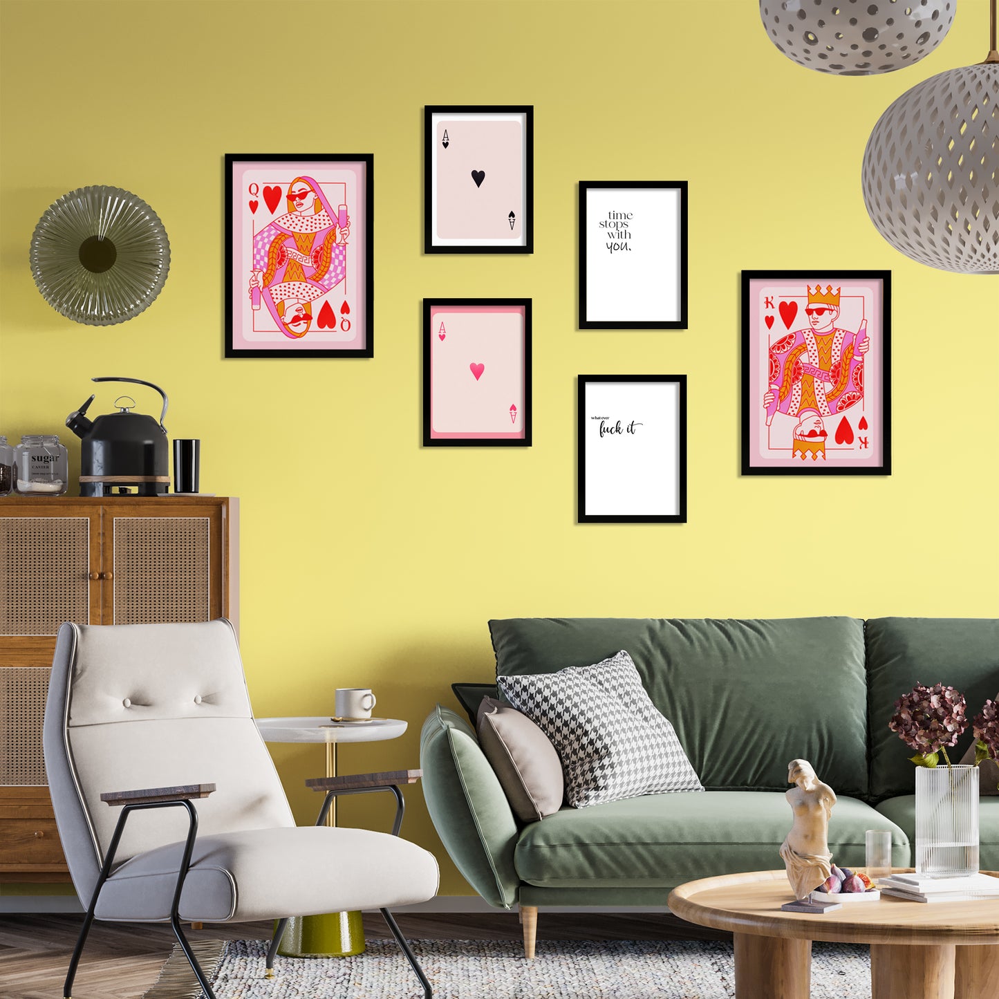 Illustraciones de arte moderno tonos rosas
