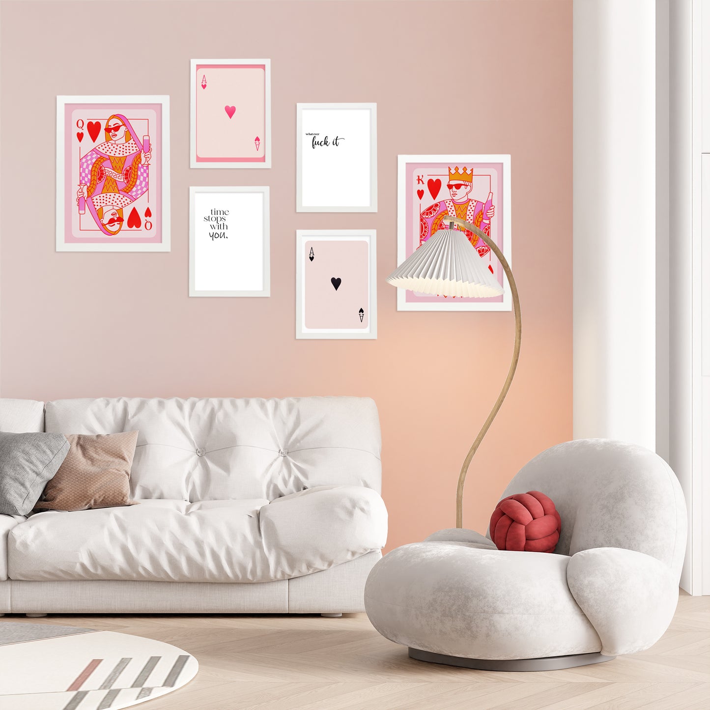Illustraciones de arte moderno tonos rosas