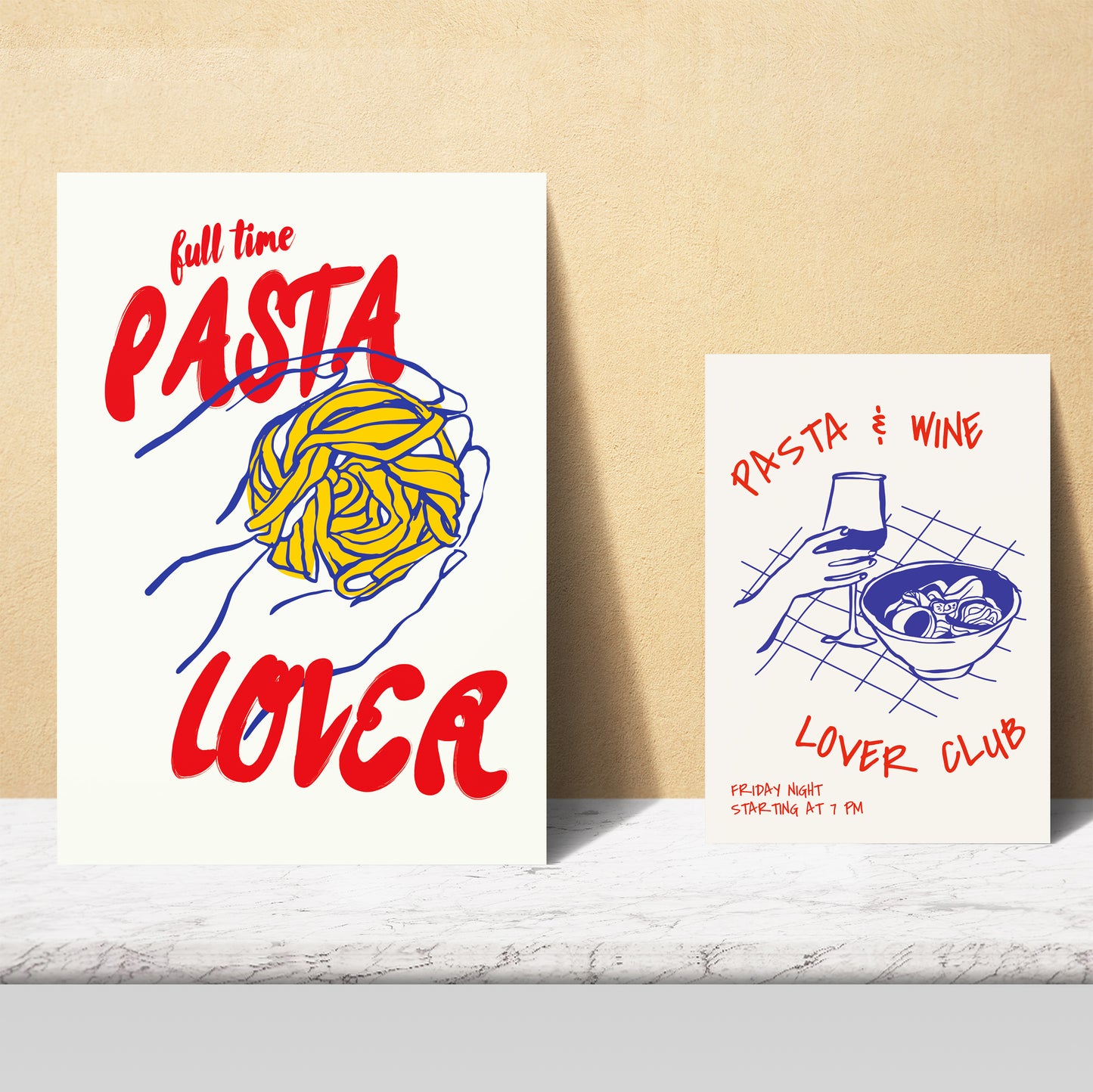 Ilustraciones de alimentos y comida estilo pop art tomate pasta y pizza