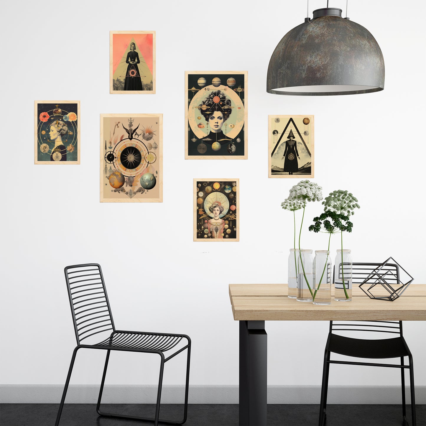 Collage surrealista estilo esoterico mistico beige y negro
