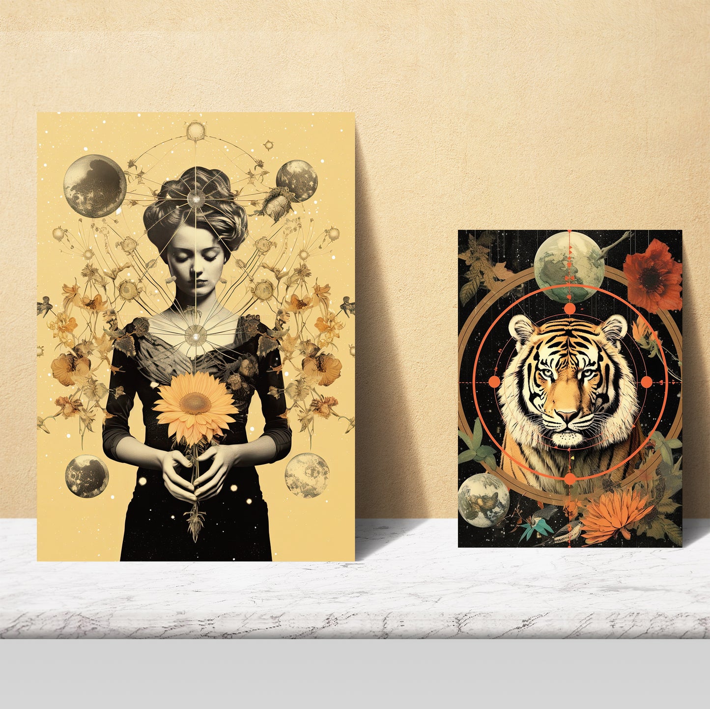 Collage surrealista estilo esoterico mistico femenino