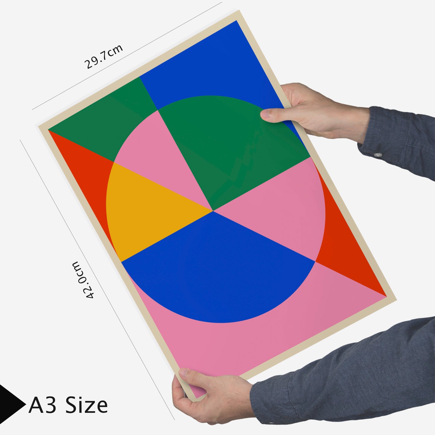 Set de 6 pósters Bauhaus con formas geométricas coloridas estilo moderno abstracto – ideal para salón, despacho, dormitorio o espacios creativos – círculos, ojos, líneas y bloques en rosa, rojo, azul, verde, amarillo, naranja