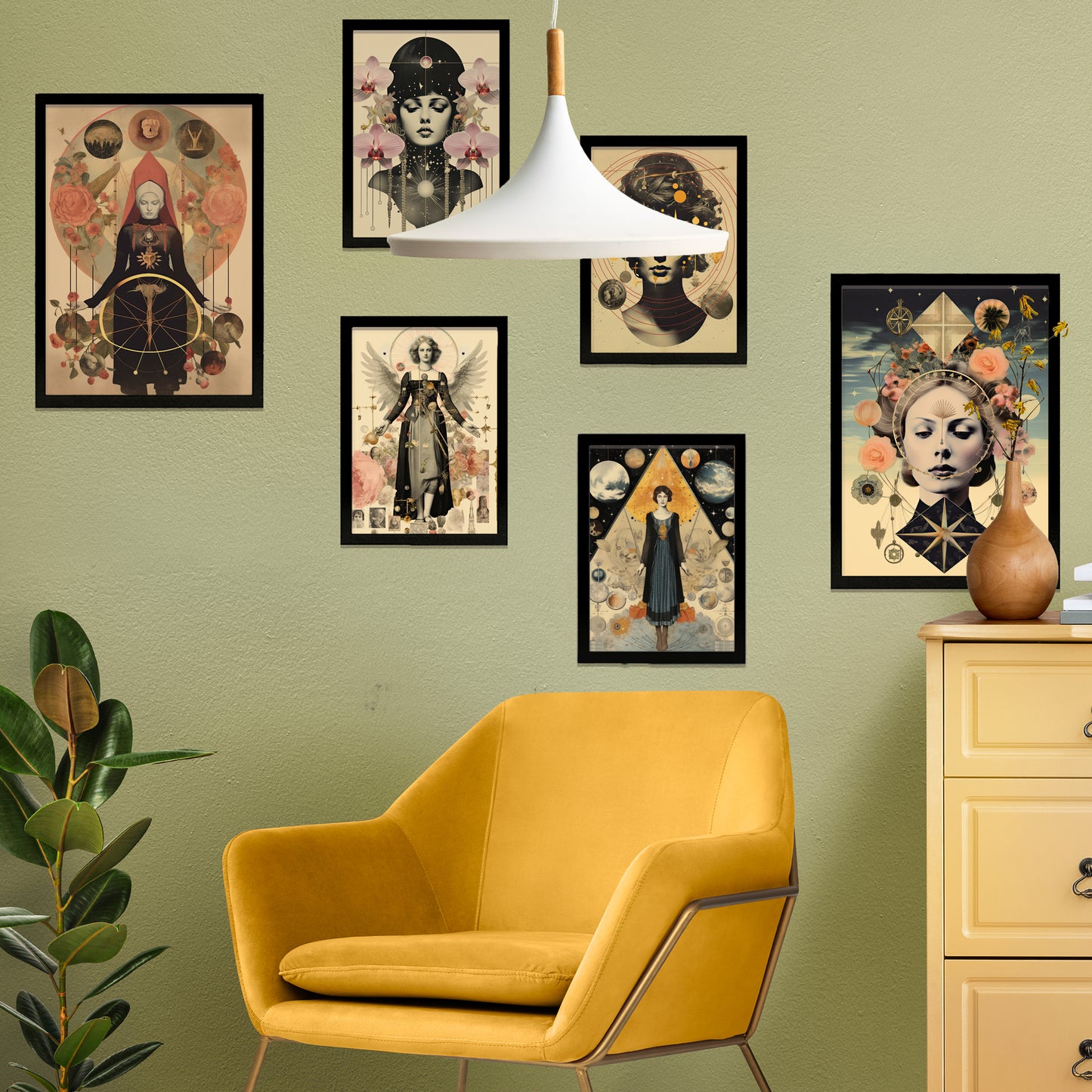 Collage surrealista femenino estilo esoterico mistico
