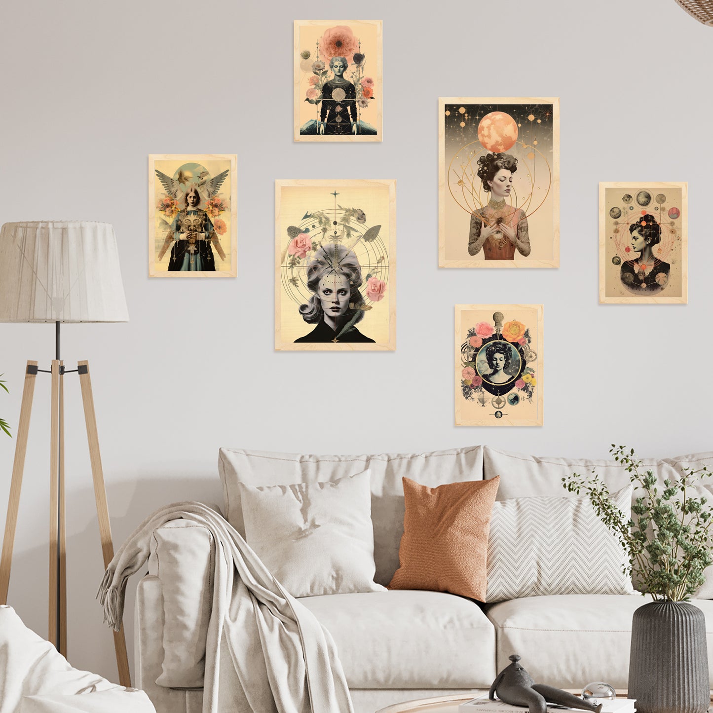 Collage surrealista floral estilo esoterico mistico
