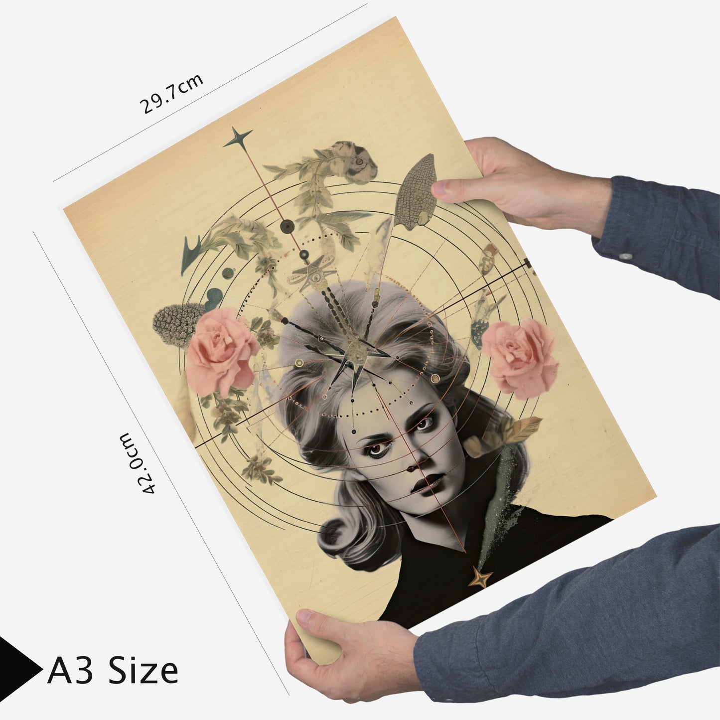 Collage surrealista floral estilo esoterico mistico