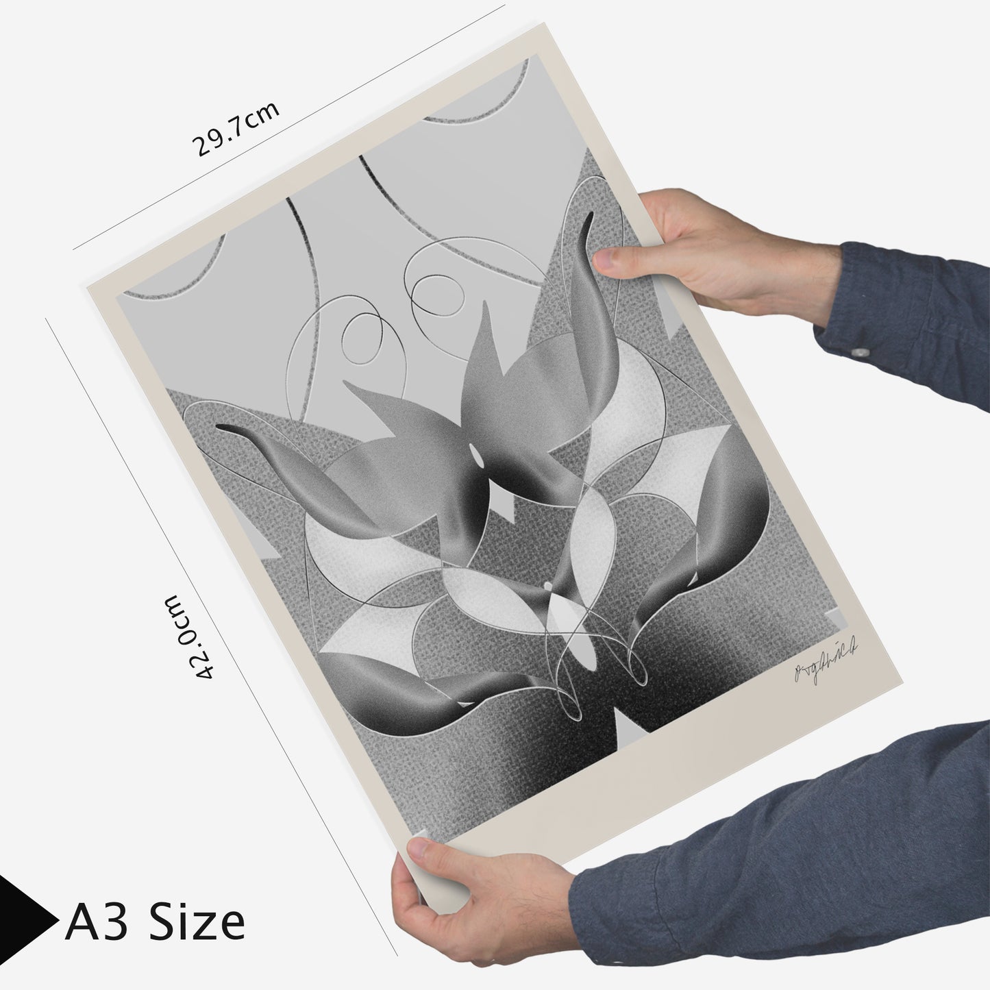 Arte abstracto gris y negro