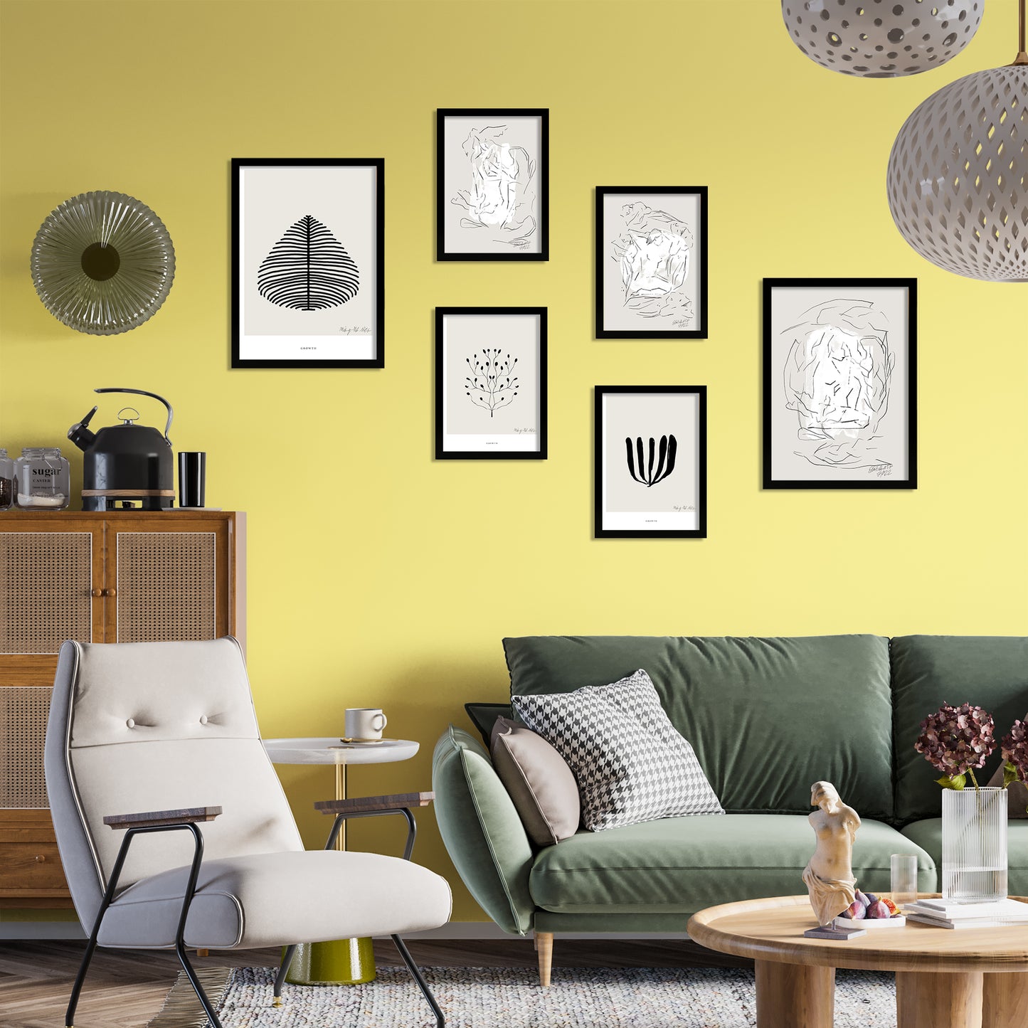Arte abstracto negro y beige