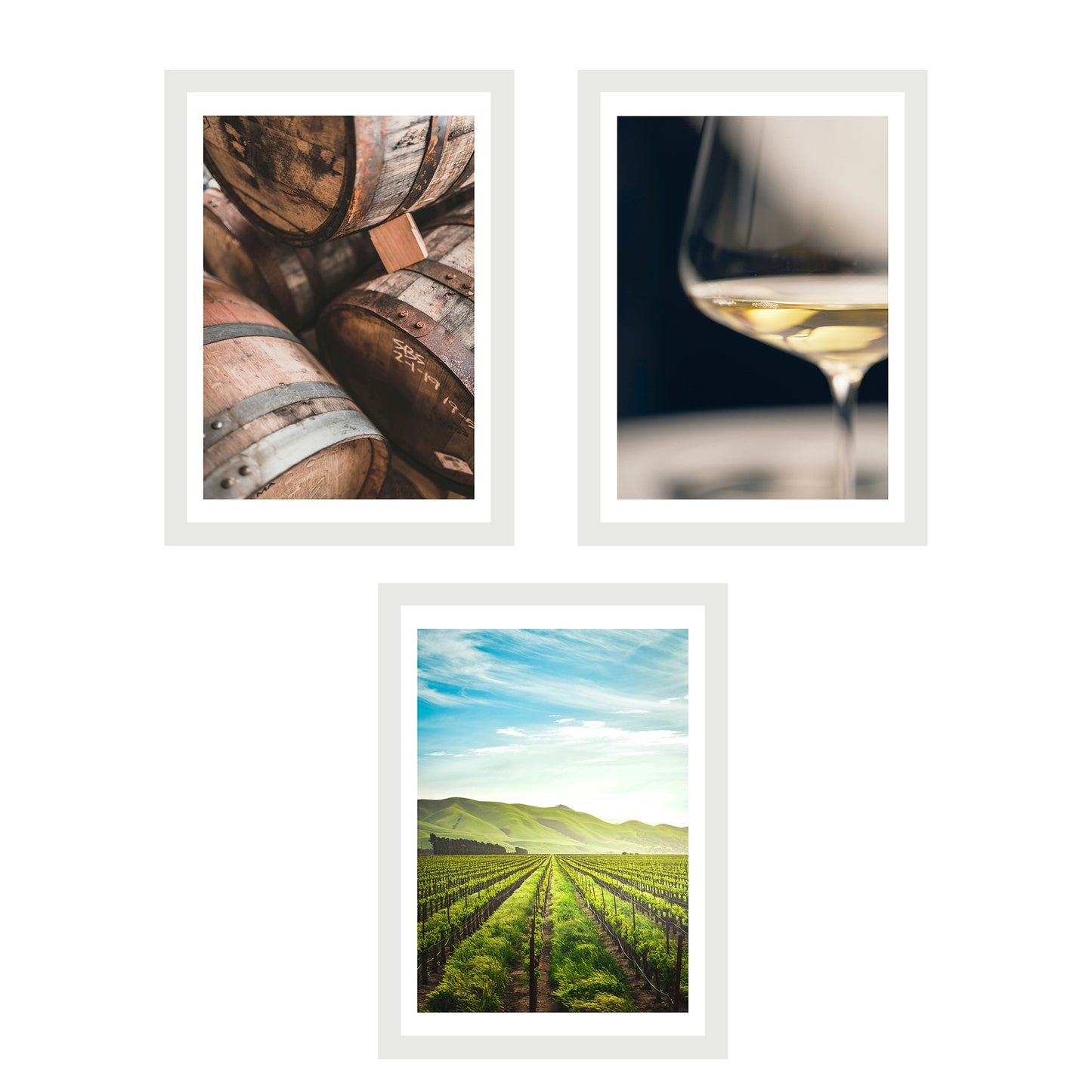 Set de 3 Cuadros de Viñedo Italiano Impresión Ilustración Arte de Pared Decoración en Estilo Fotográfico Moderno para Cocina, Bodega, Bar, Despensa, Comedor, Restaurante