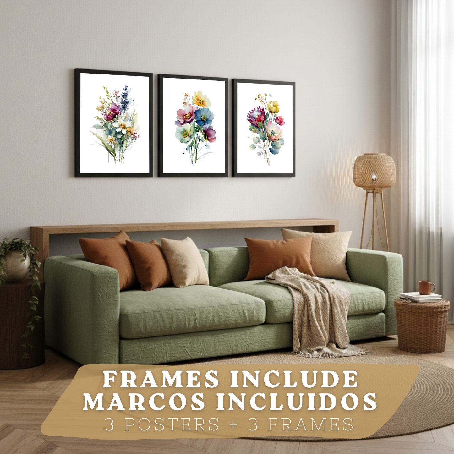 Nacnic Set De 3 Cuadros De Arte Botanico. Laminas Decorativas Pared Floral. Poster Modernas. Cuadros Flores. Laminas Decorativas Pared Para Salón Y Dormitorio