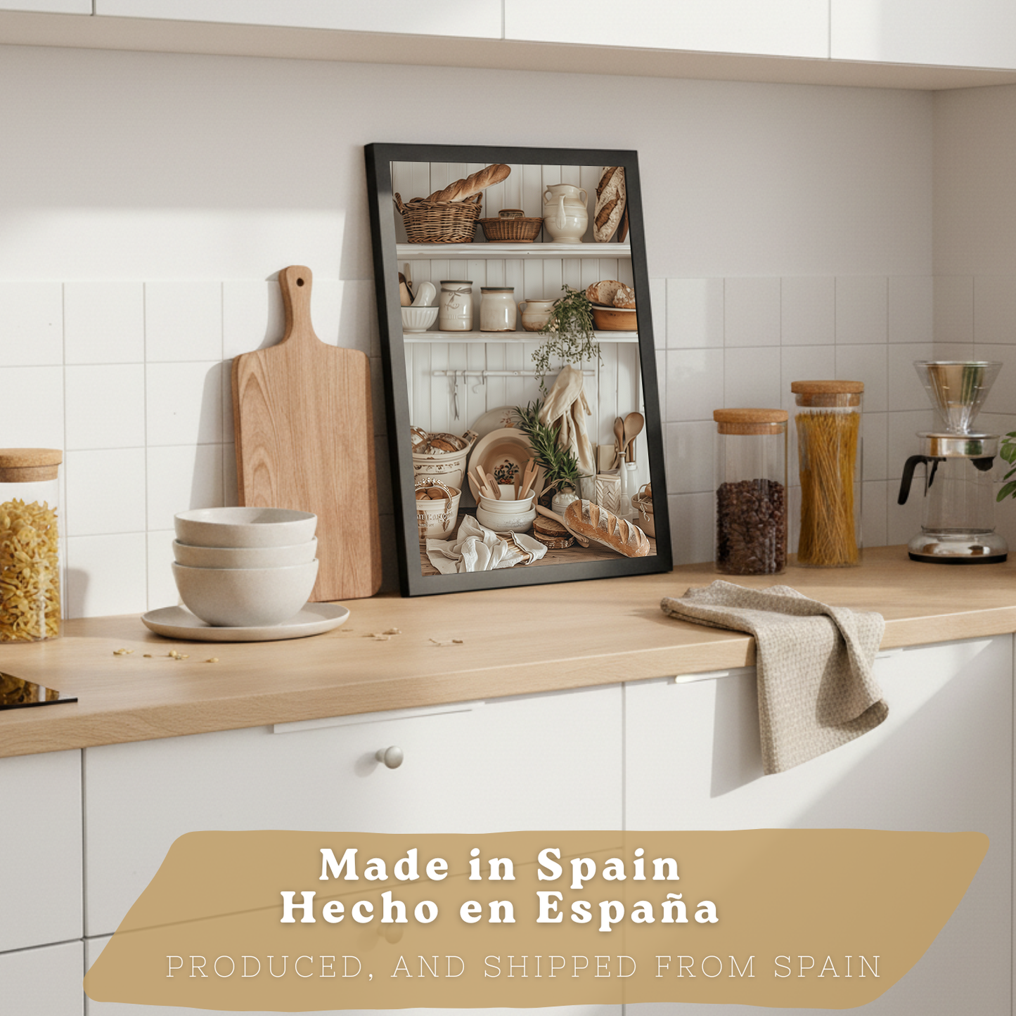 Nacnic Juego De 2 Lámnas Decorativas Pared Cocina.Estilo Rural. Cocina Rustica. Laminas Decorativas Pared Para Salón Y Dormitorio