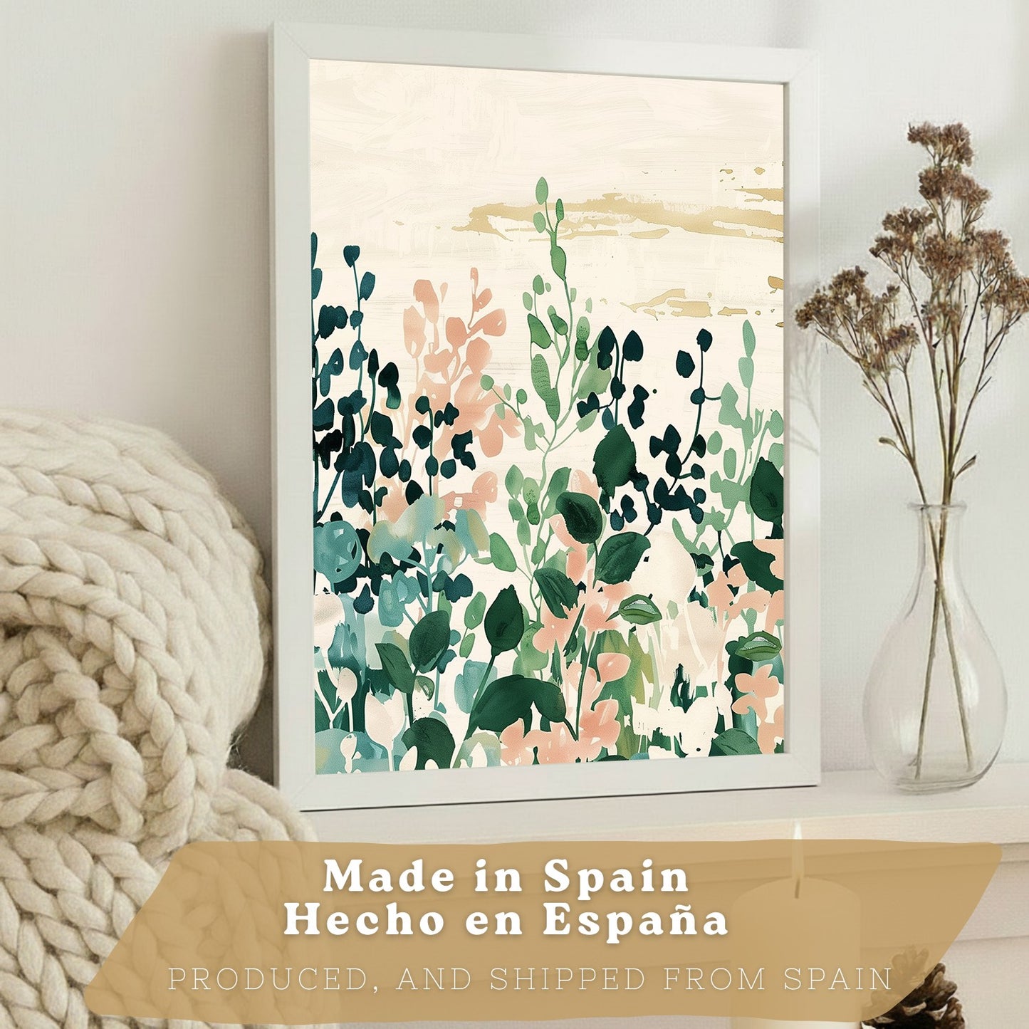 Juego de 3 laminas decorativas pared estilo floral. Cuadros Salon modernos - Posters decorativos tonos pastel. Arboles y hojas Matisse. Decoración Dormitorios.