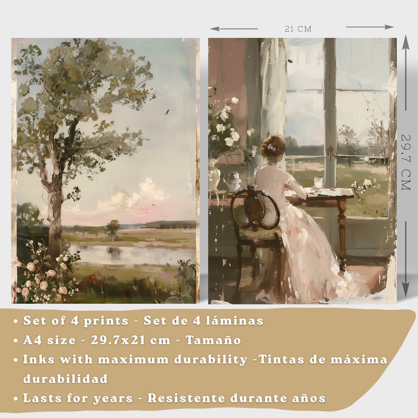 Set de 4 laminas decorativas pared Pintura Oleo Rosas Salon modernos Posters, cuadros decorativos Impresionistas. Matisse Decoración Dormitorios Sala de estar