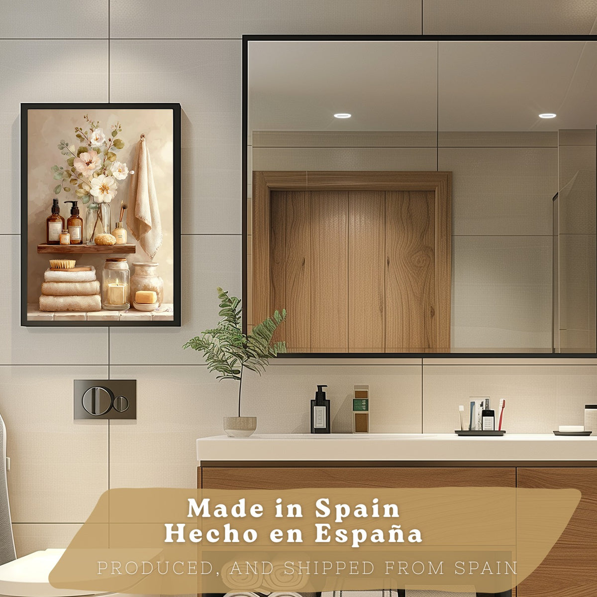 Set de 3 Laminas Decorativas Baño Estilo Spa Acogedor Cuadros con Velas Flores y Toallas Posters Relax Decoracion Hogar