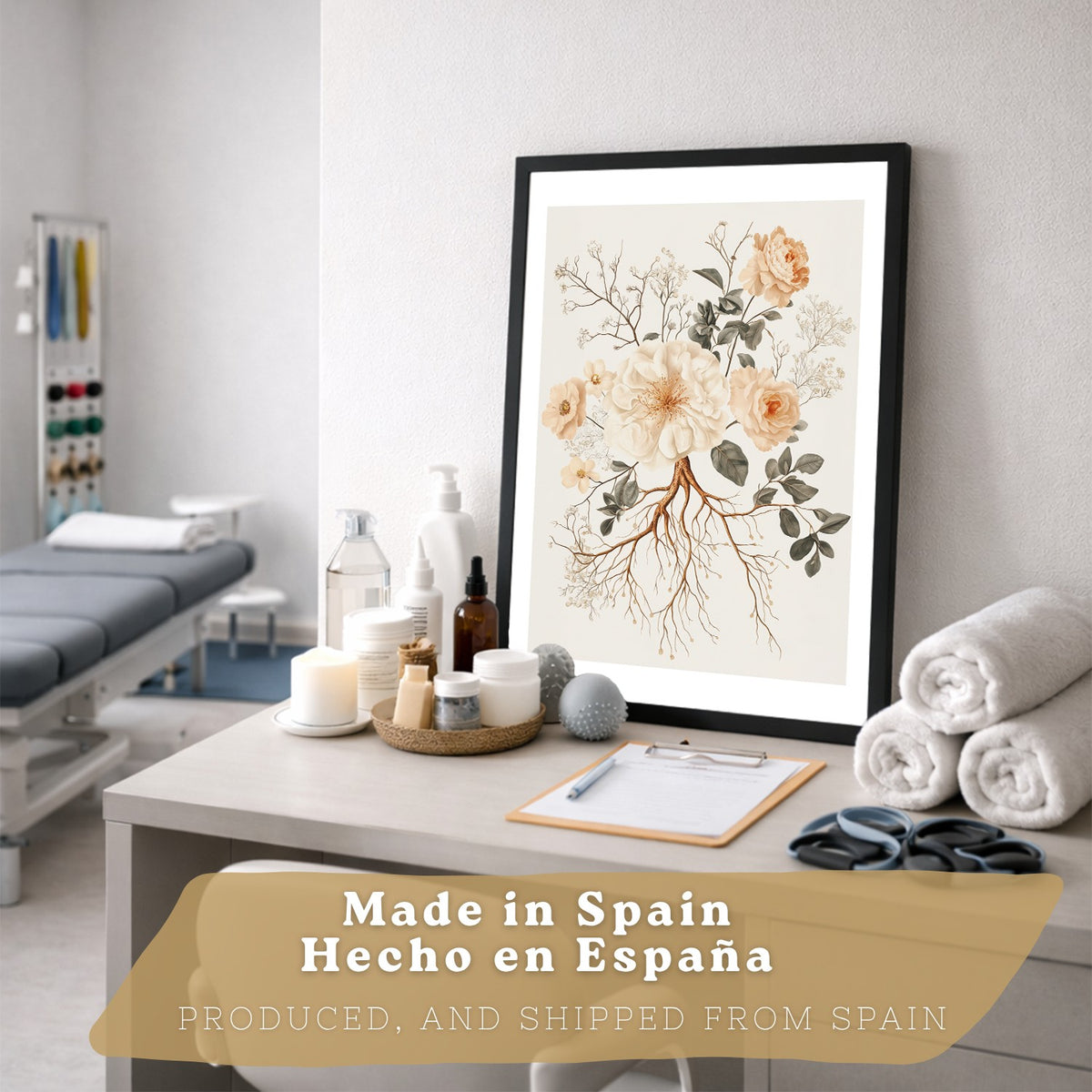 Set 3 Láminas de Anatomía Neural Posters y Cuadros con Neuronas, Sinapsis y Cerebro Estilo Floral Minimalista