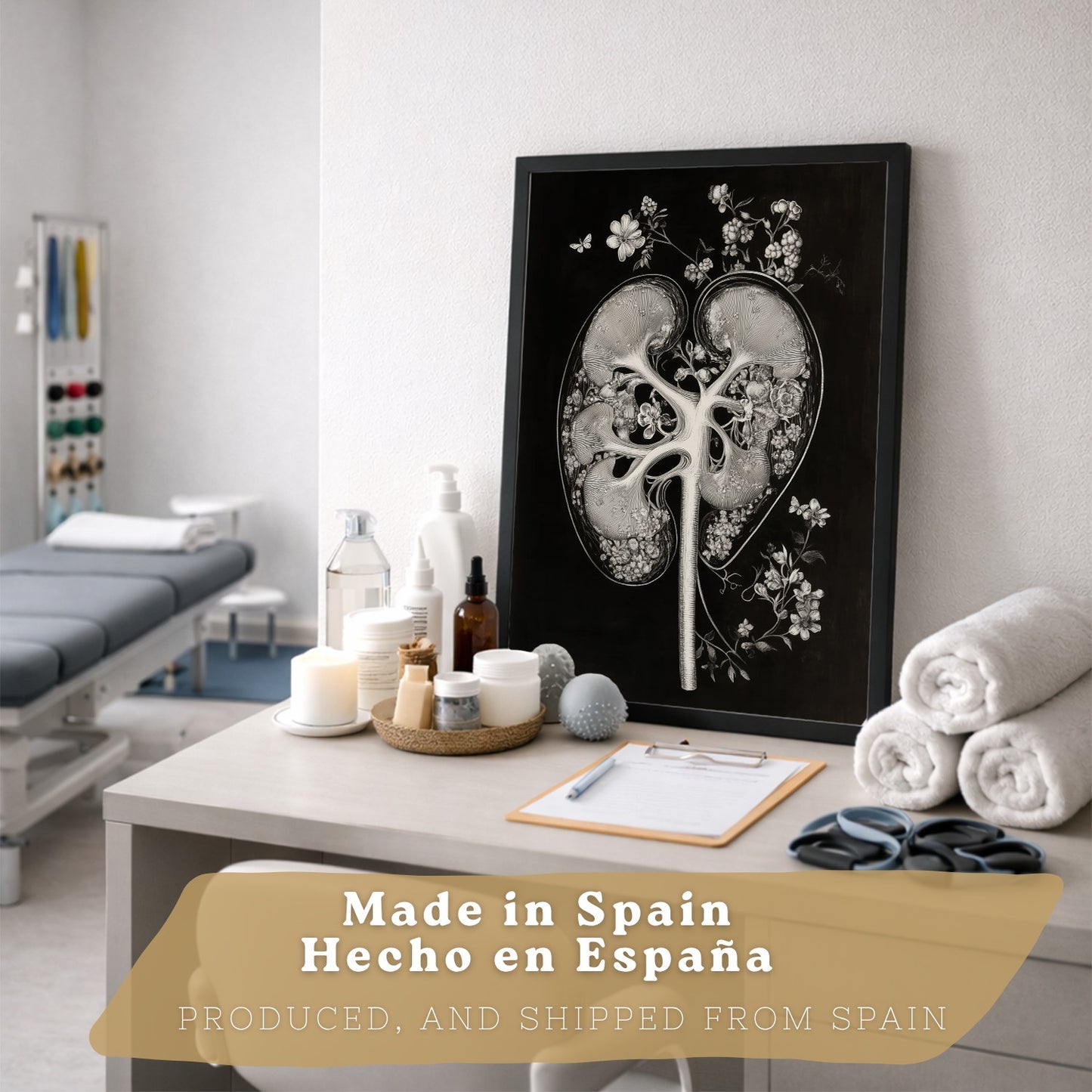 Set 3 Posters y Cuadros de Anatomía Humana Láminas con Riñón Sistema Urinario Cerebro y Corazón Diseño Clásico Blanco y Negro