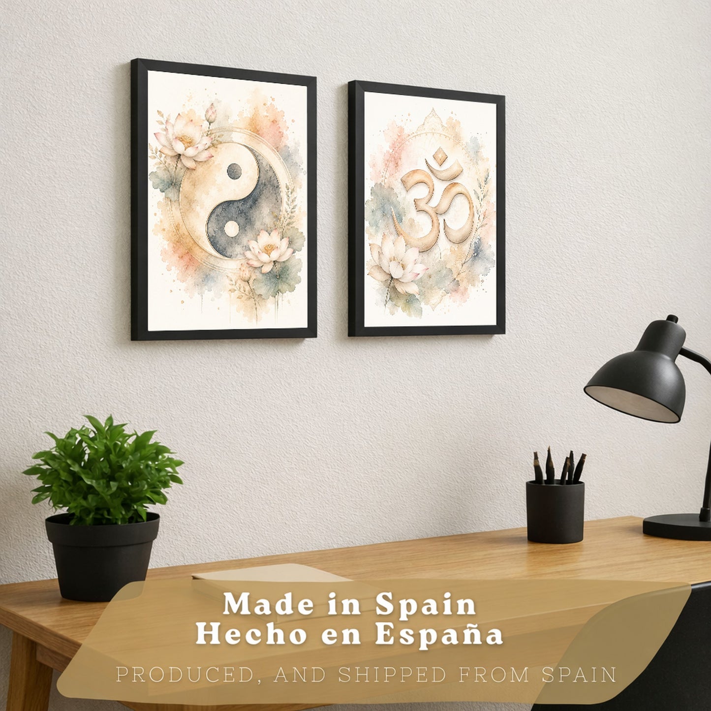 Posters Espirituales con Arte de Símbolos Yin Yang y Om