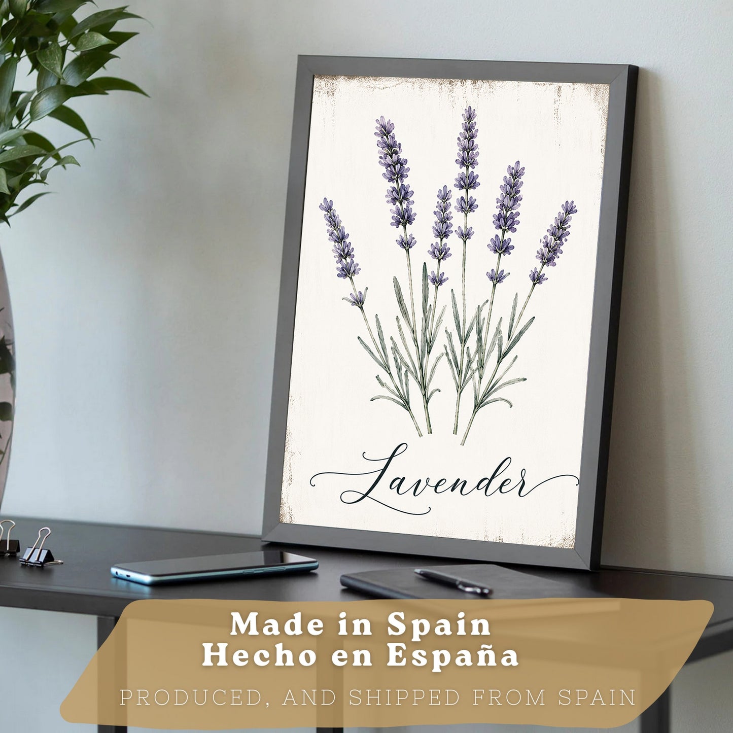 Posters Botánicos de Hierbas con Arte de Lavanda, Albahaca y Perejil
