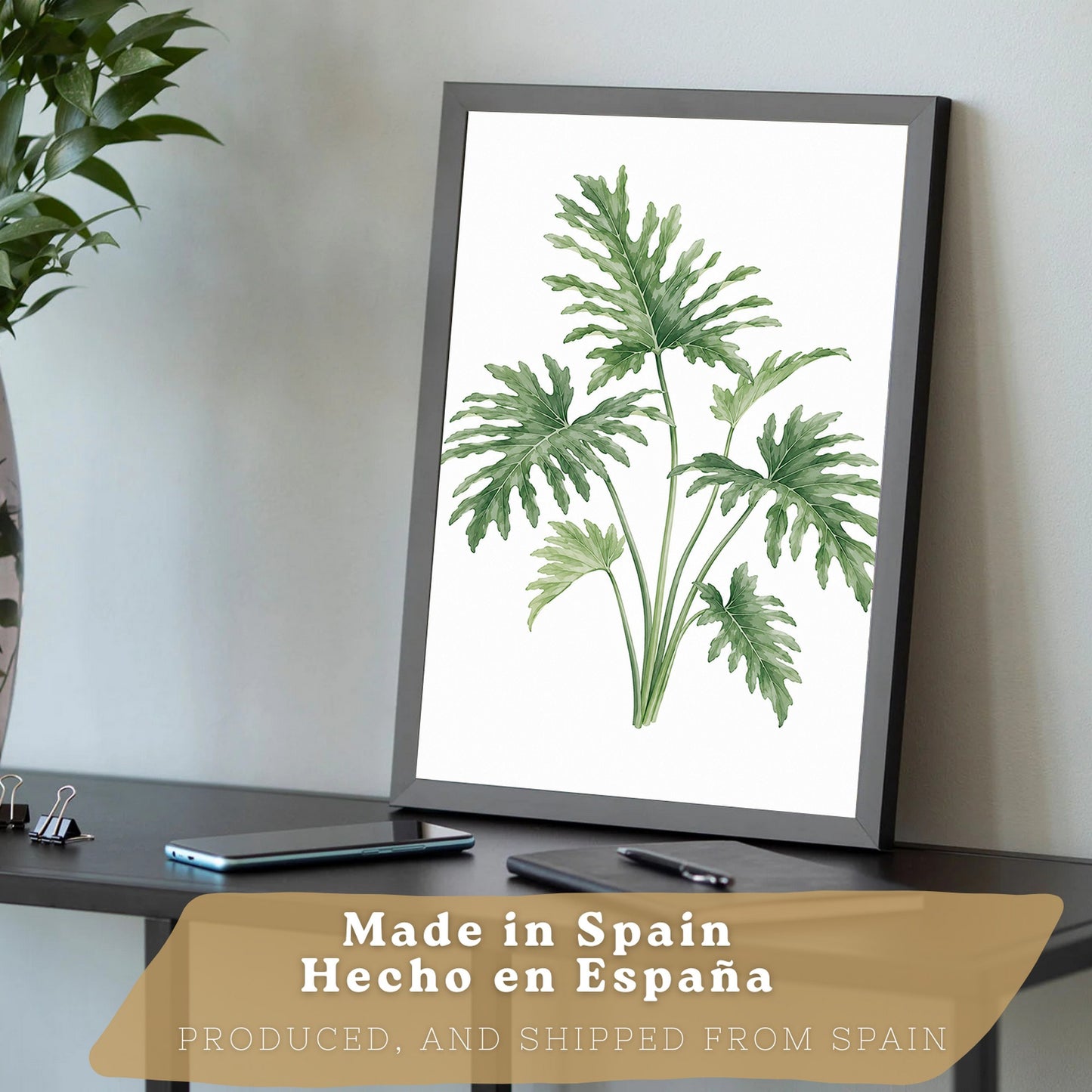 Posters Tropicales con Filodendro, Lirio de la Paz y Sansevieria