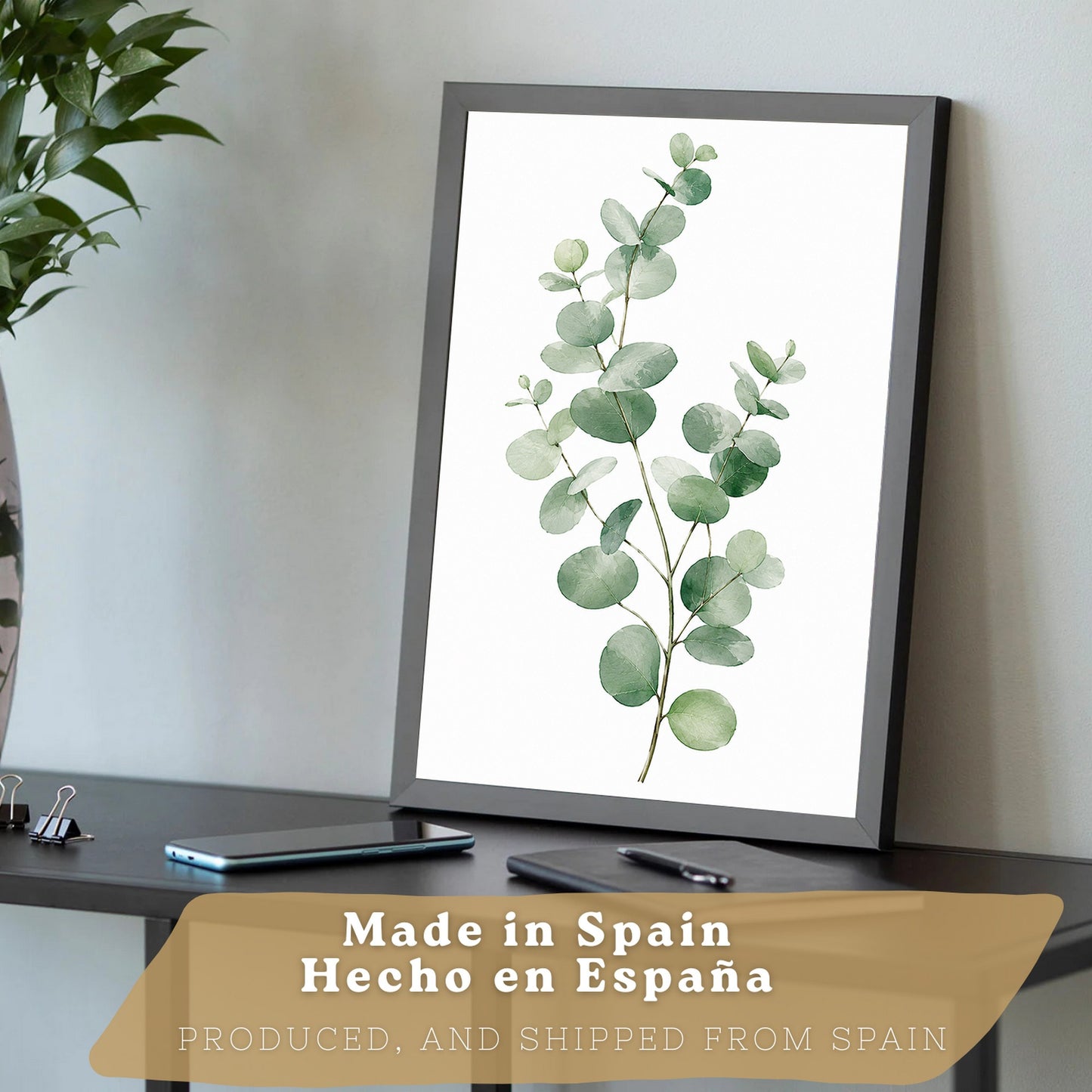 Posters Botánicos con Eucalipto y Arte de Hojas Verde Salvia
