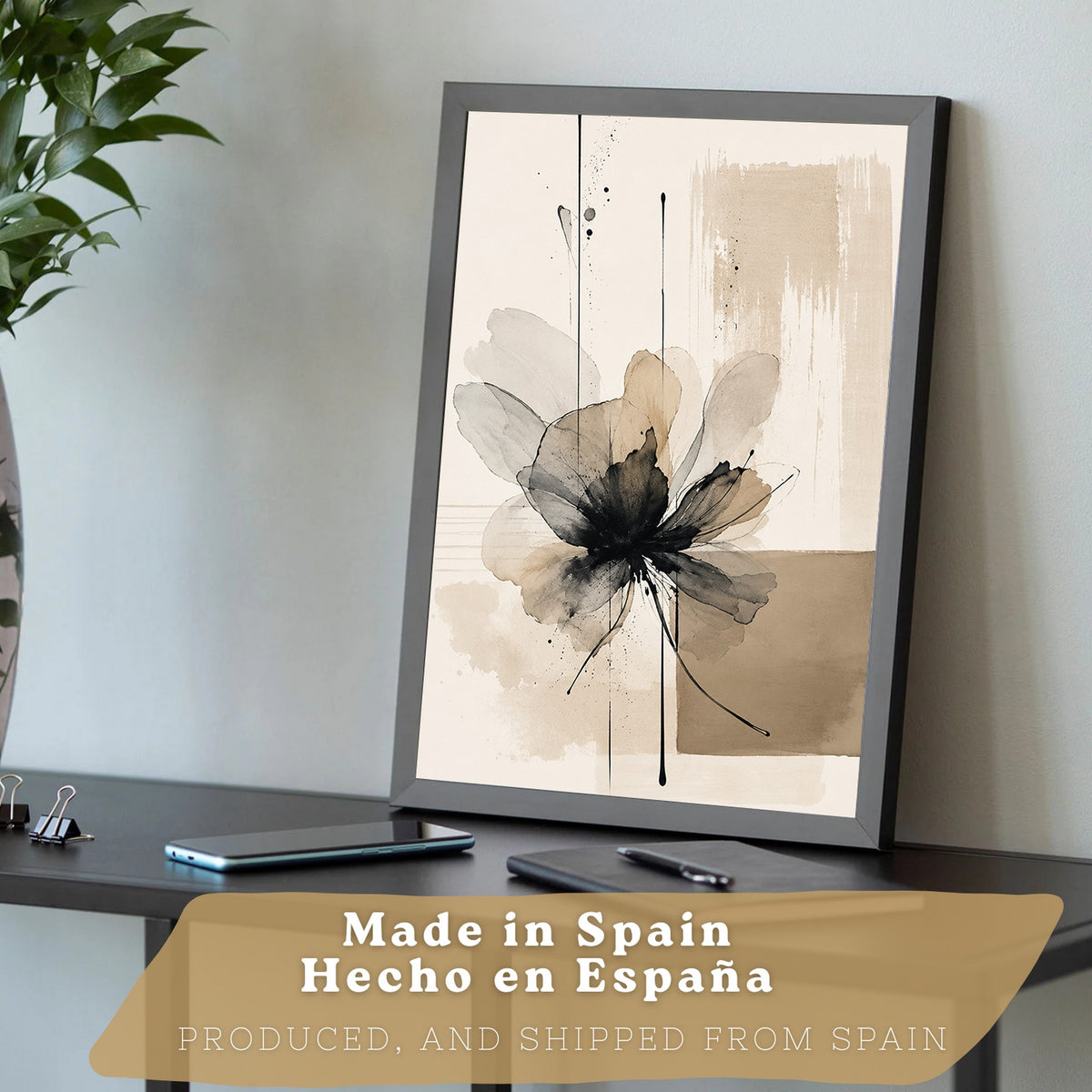 Posters Florales Neutros con Arte de Flores Beige en Acuarela