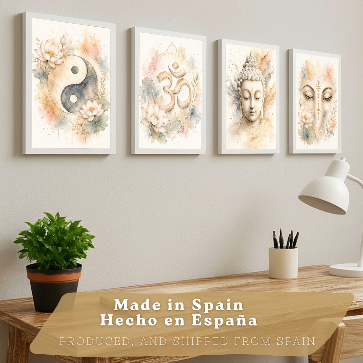 Posters Espirituales con Yin Yang, Om, Buda y Ganesha
