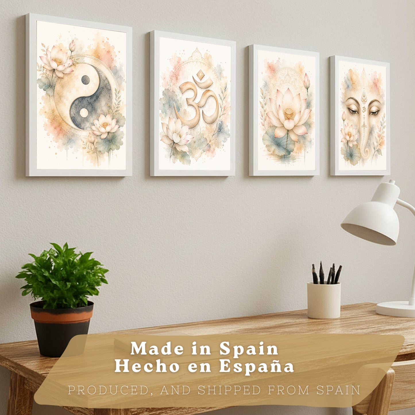 Posters Espirituales con Yin Yang, Om, Loto y Ganesha