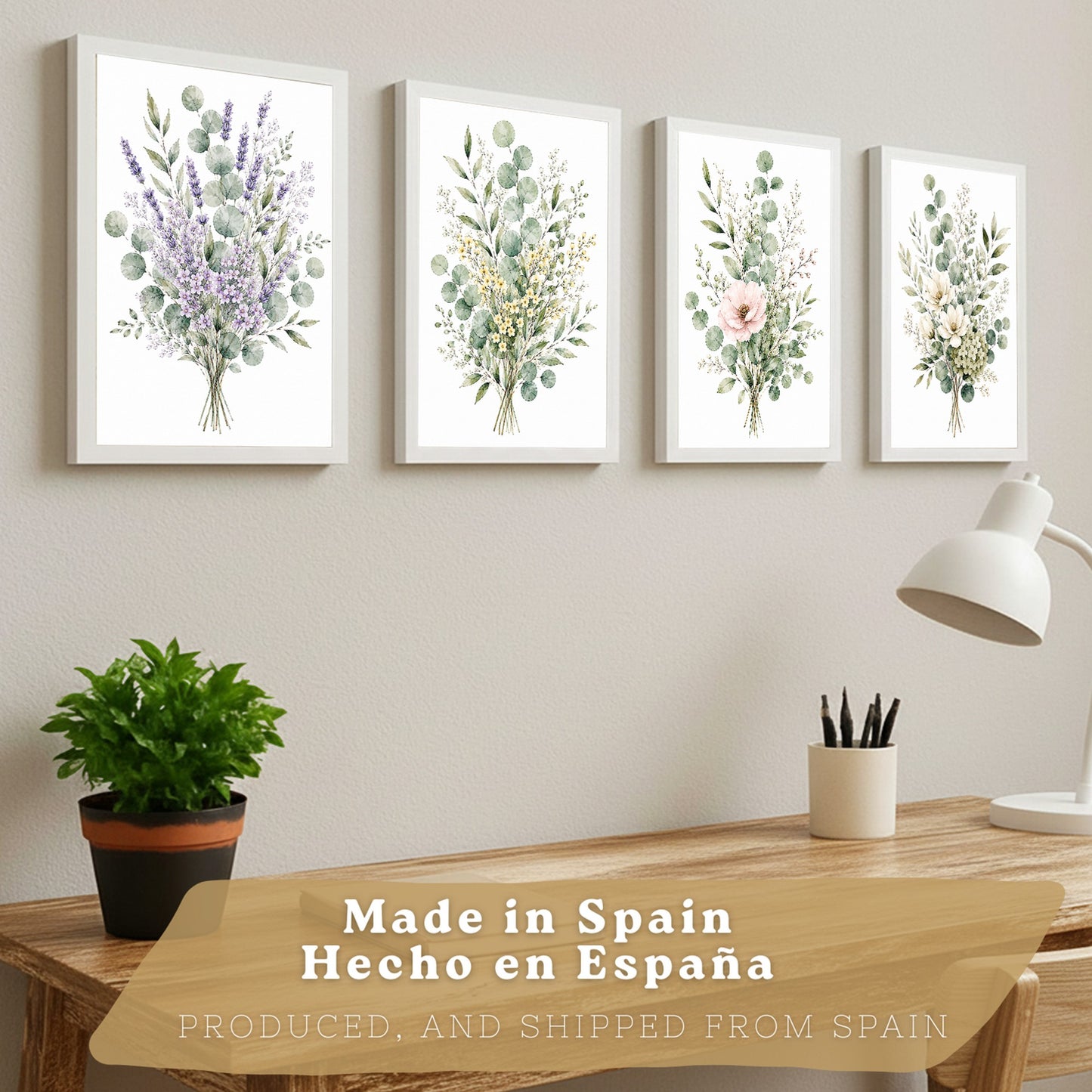 Posters Botánicos de Flores Silvestres con Eucalipto y Arte Floral