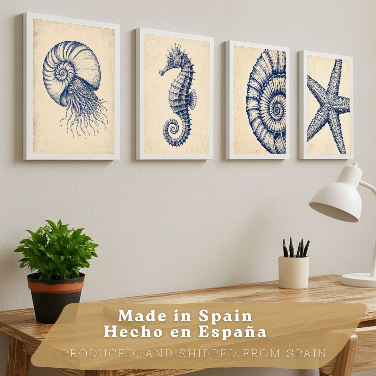 Posters de Costero con Nautilus Caballito de Mar y Estrella de Mar