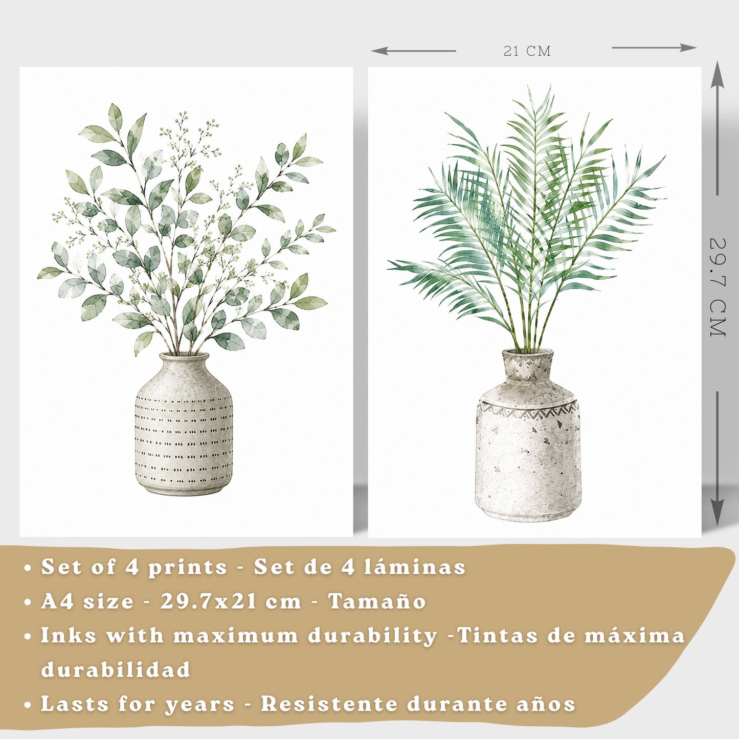 Posters Botánicos con Eucalipto y Hojas Tropicales