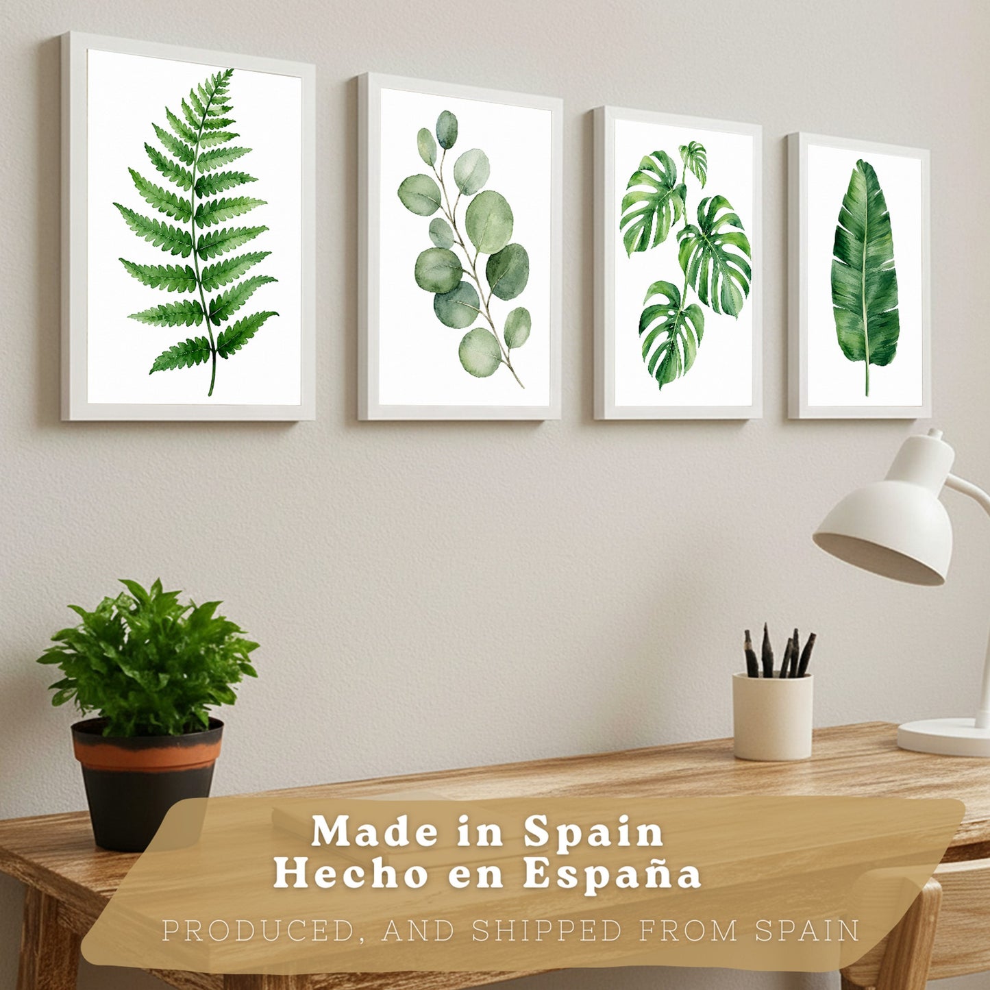 Posters Botánicos Tropicales con Helecho, Monstera y Eucalipto