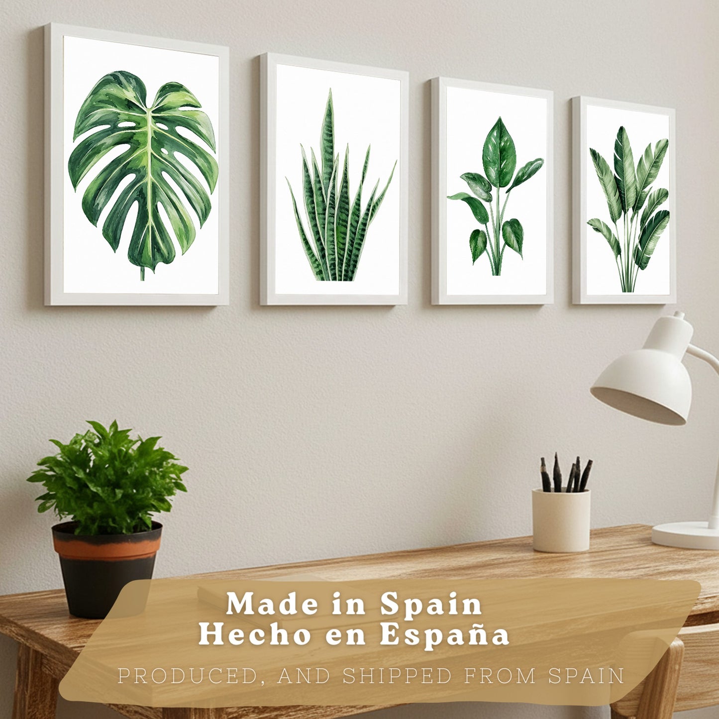Posters Tropicales con Monstera, Sansevieria y Hojas de Plátano