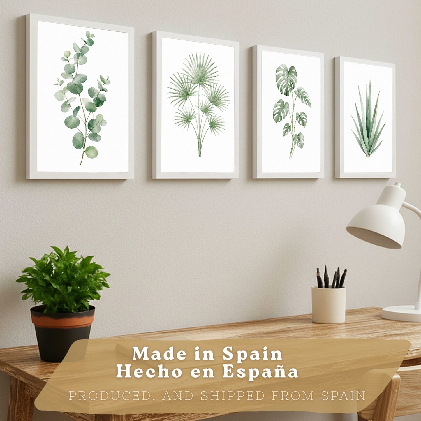 Posters Tropicales con Eucalipto, Monstera y Arte de Hojas de Palma