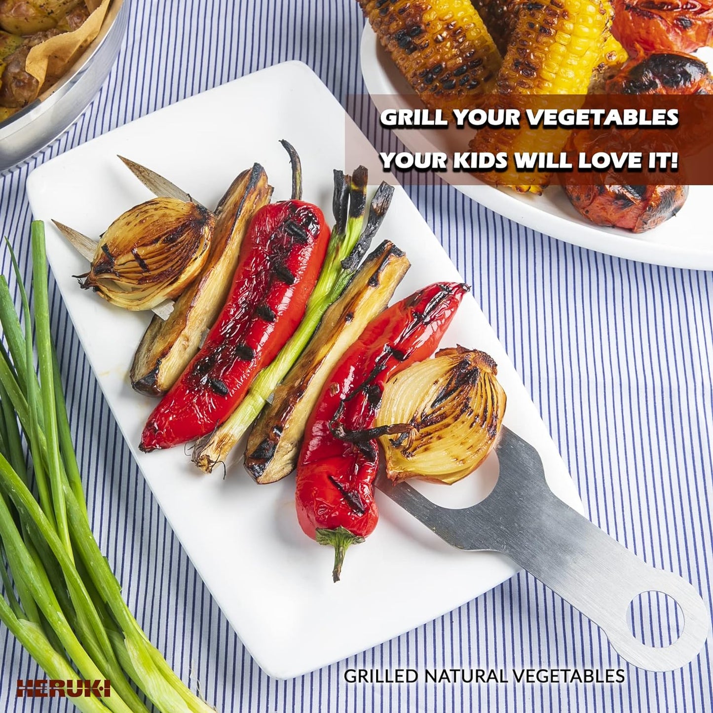 Brochetas de Metal Dobles para Barbacoa y Horno HERUKID