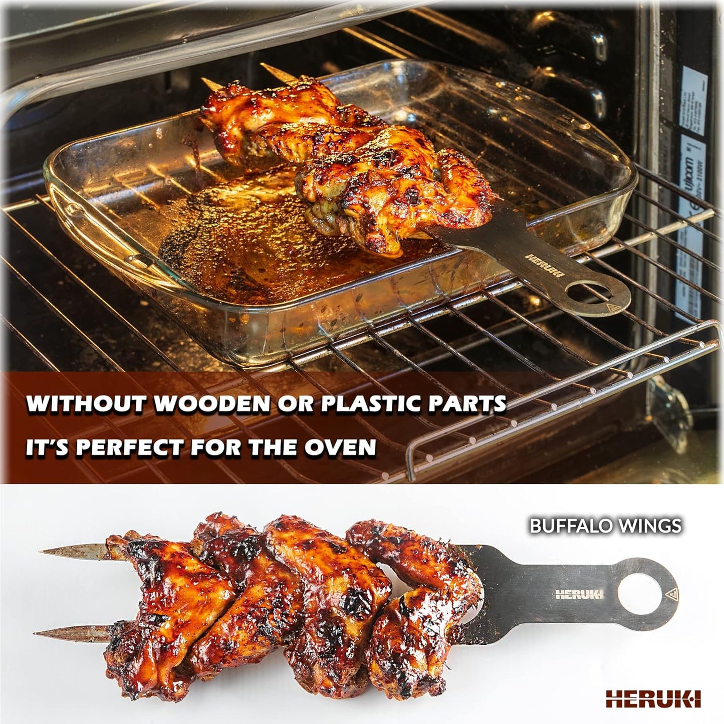 Brochetas de Metal Dobles para Barbacoa y Horno HERUKID