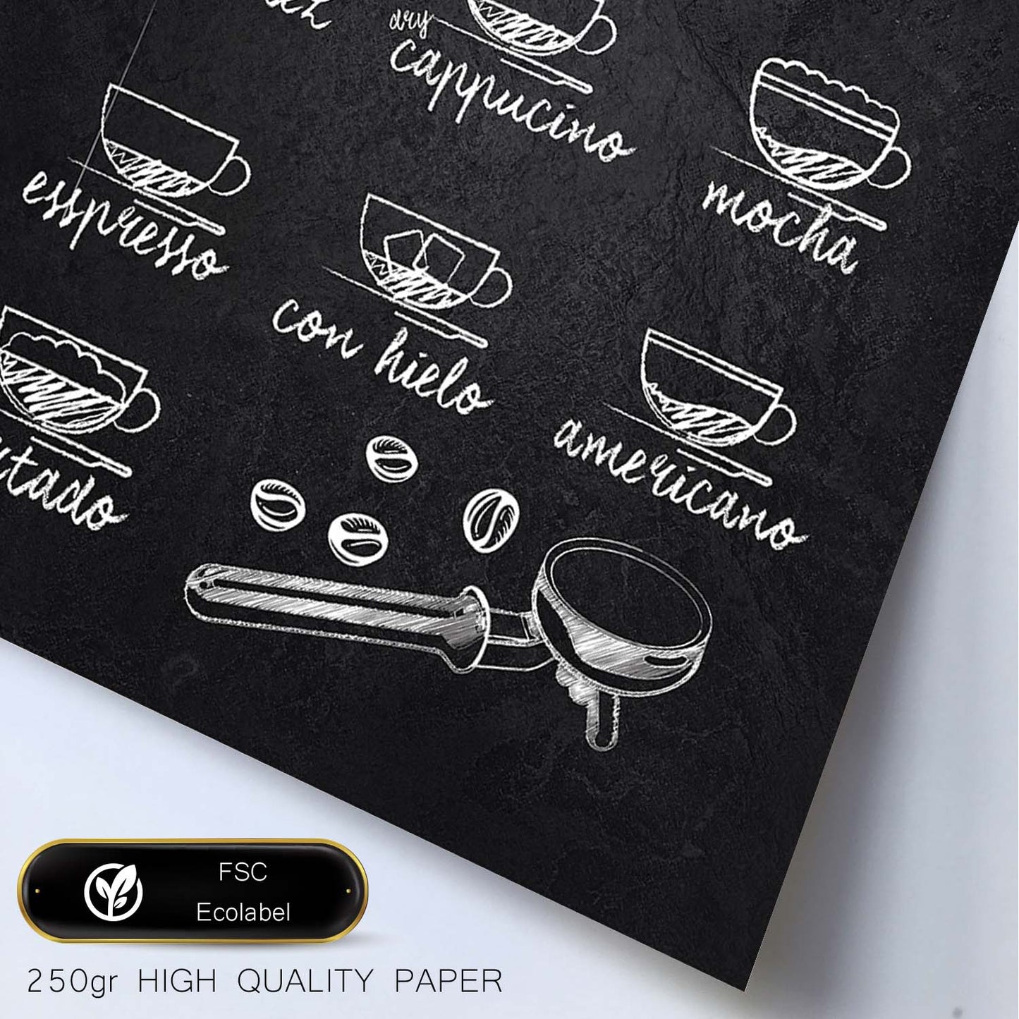 Láminas de café. Poster con diseño de Tazas y Cafés Italianos.-Artwork-Nacnic-Nacnic Estudio SL