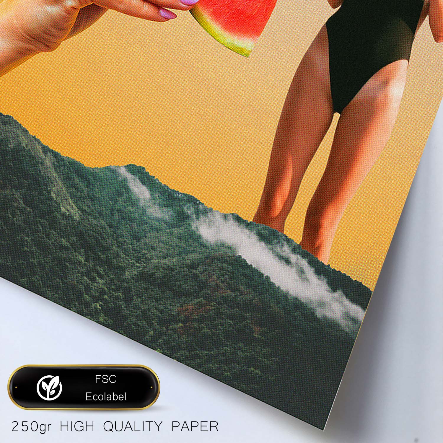 Lamina artistica decorativa con ilustración de Rebanada de sandía estilo Collage-Artwork-Nacnic-Nacnic Estudio SL