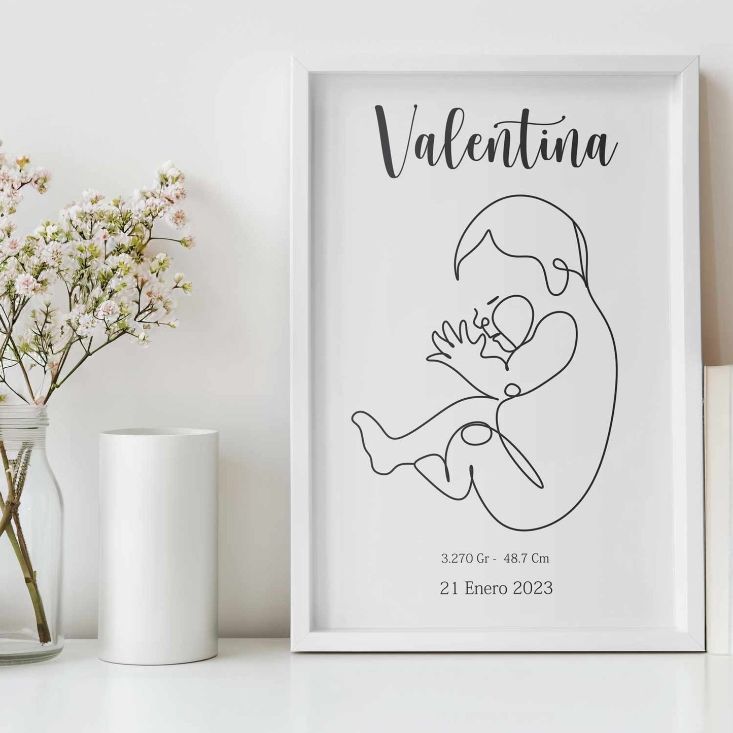 Lámina Personalizada de Bebe Medidas y Peso