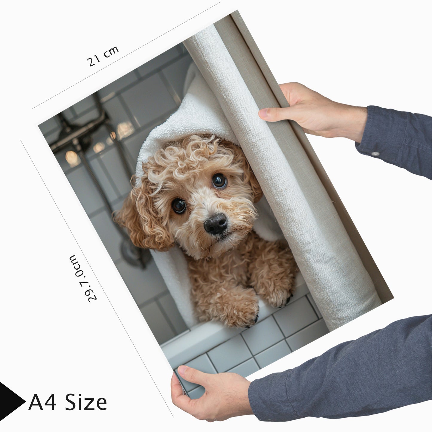 Set de 2 Cuadros Coloridos de Perro en la Ducha, Ilustración de Baño de Cachorros en Estilo Fotográfico, Lindos Animales para Decorar, Arte de Pared para Inodoro, Ducha, Baño, WC