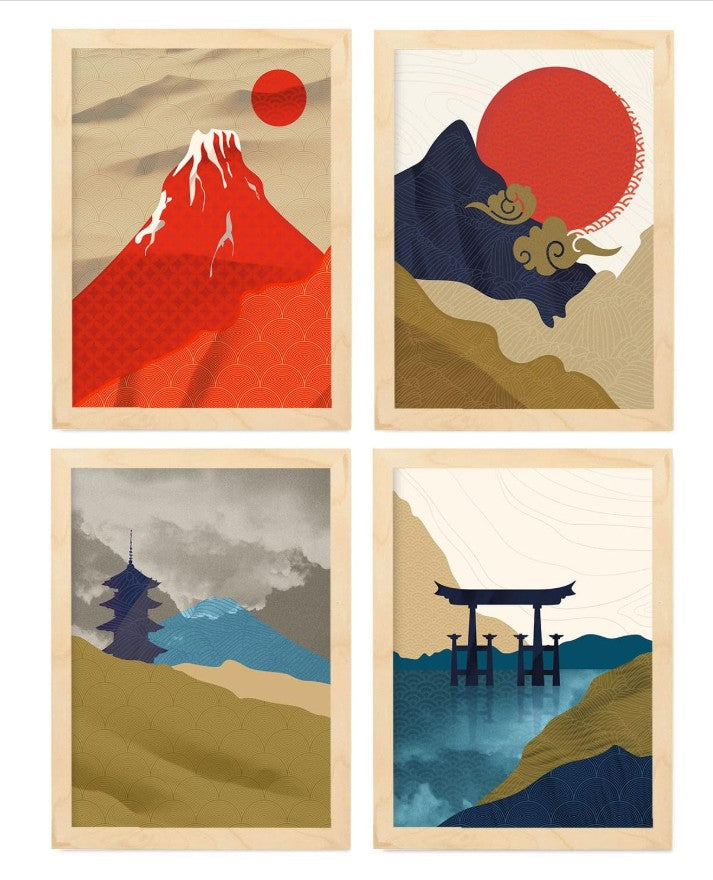 Nacnic Set of 4 Japanese Shrines.