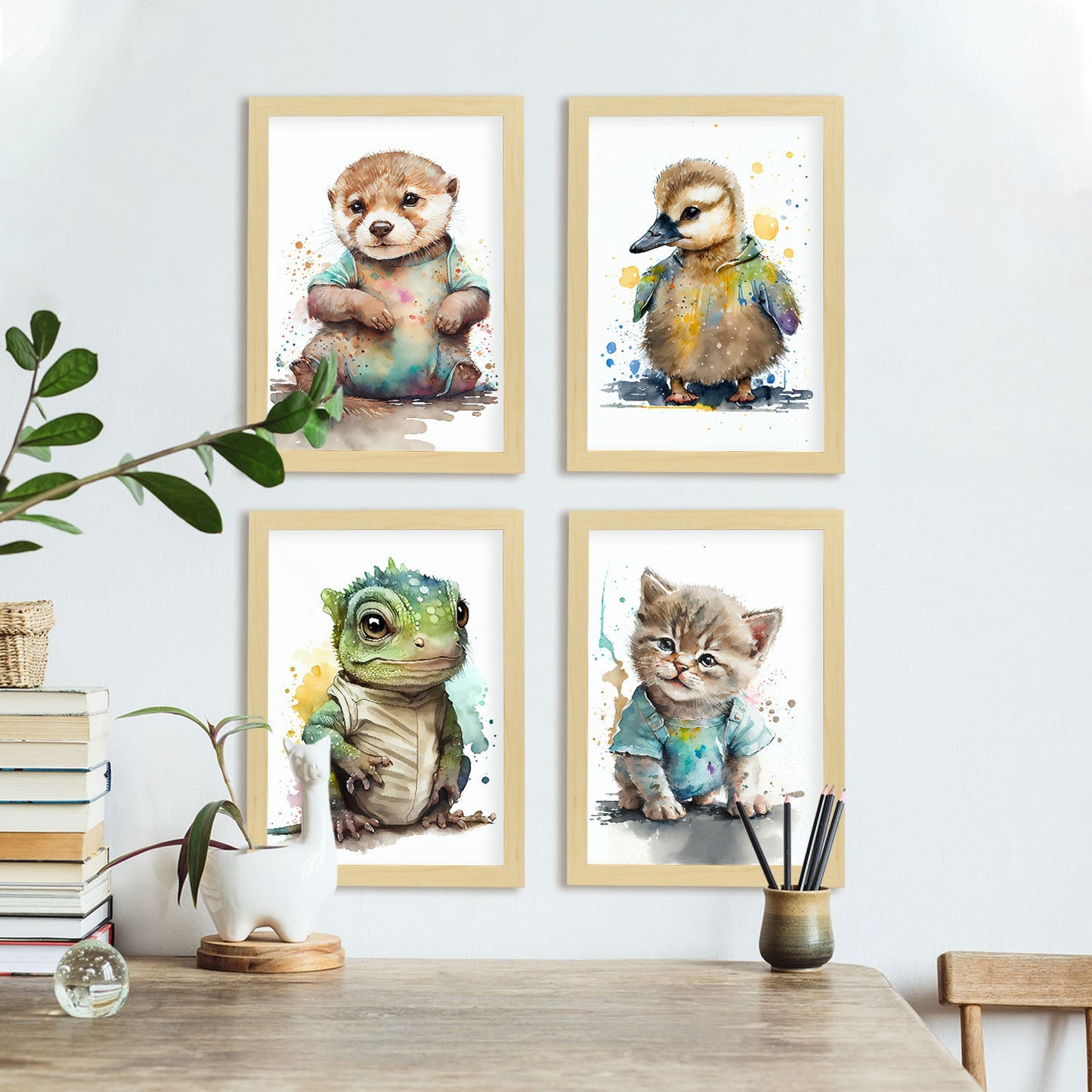 Animales de nutria nacnic gosling iguana gatita. Estampados de arte de pared estético para el diseño de dormitorio o sala de estar-Artwork-Nacnic-Nacnic Estudio SL