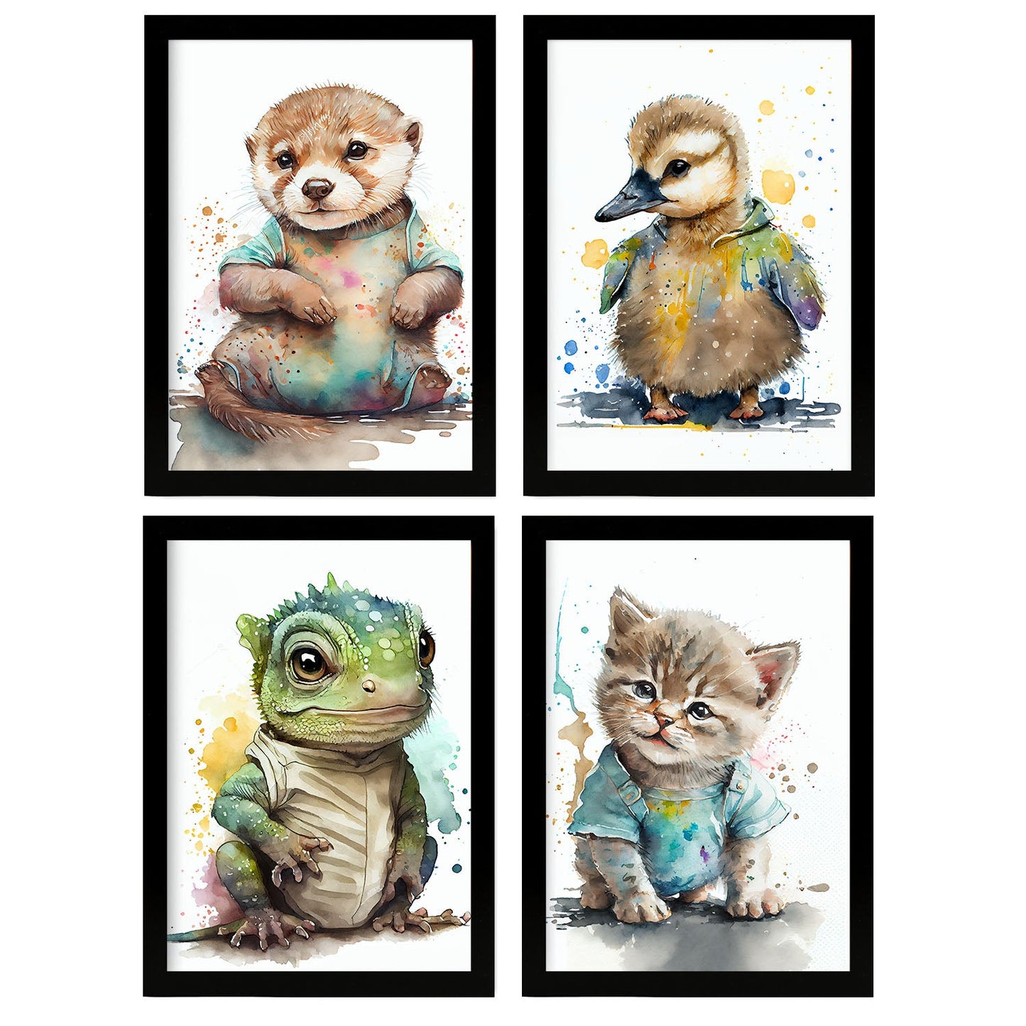 Animales de nutria nacnic gosling iguana gatita. Estampados de arte de pared estético para el diseño de dormitorio o sala de estar-Artwork-Nacnic-A4-Sin marco-Nacnic Estudio SL