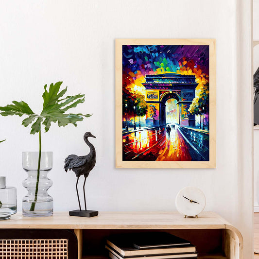 Arco nacnico de triomphe paris Francia pincel de pintura al óleo stro. Estampados de arte de pared estético para el diseño de dormitorio o sala de estar.-Artwork-Nacnic-Nacnic Estudio SL