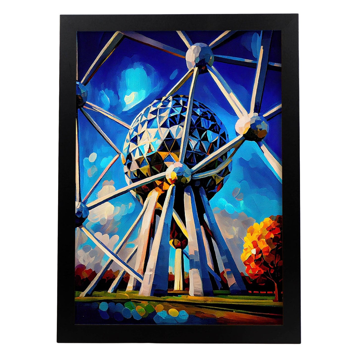 Atomium nácnico Bruselas Bélgica pincel de pintura al óleo. Estampados de arte de pared estético para el diseño de dormitorio o sala de estar.-Artwork-Nacnic-A4-Sin marco-Nacnic Estudio SL
