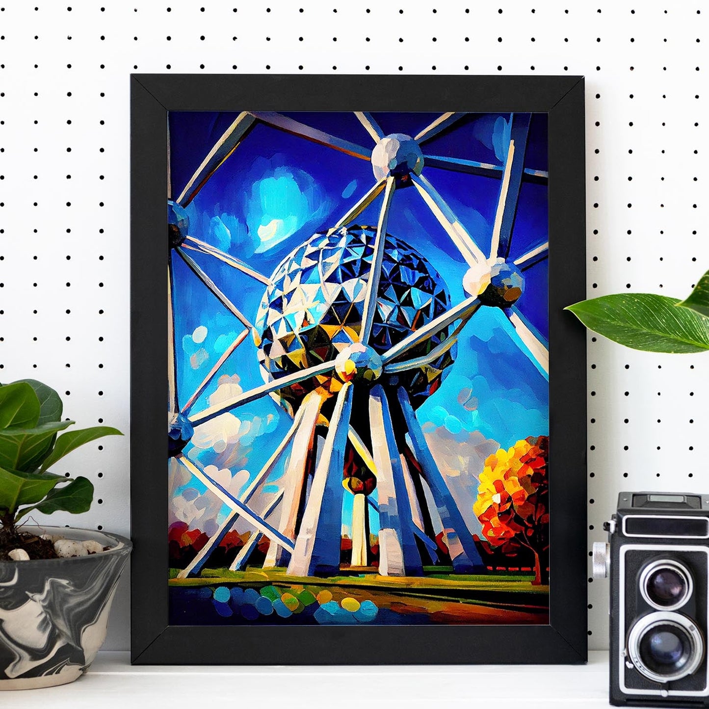 Atomium nácnico Bruselas Bélgica pincel de pintura al óleo. Estampados de arte de pared estético para el diseño de dormitorio o sala de estar.-Artwork-Nacnic-Nacnic Estudio SL