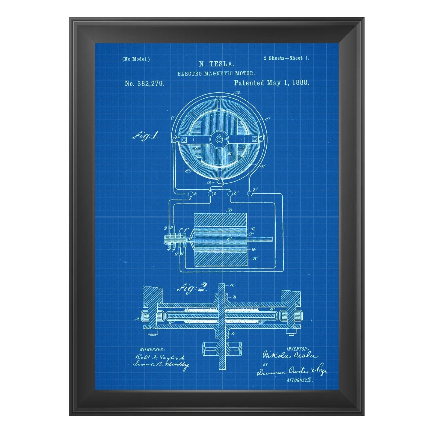 Azul - Pack de 4 Láminas con Patentes de Electricidad. Set de Posters con inventos y Patentes Antiguas-Artwork-Nacnic-Nacnic Estudio SL