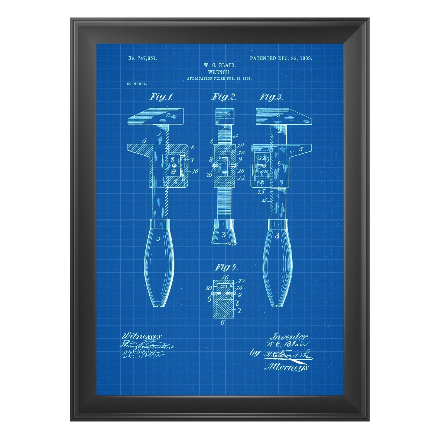 Azul - Pack de 4 Láminas con Patentes de Herramientas. Set de Posters con inventos y Patentes Antiguas.-Artwork-Nacnic-Nacnic Estudio SL